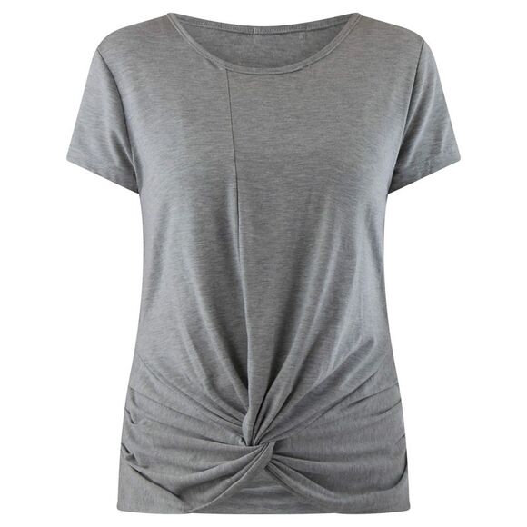 Gray Lightweight Knotted Front Tee - Picture 7 of 9